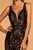 Elizabeth K - GL2551 Beaded and Sequin Applique Nude Illusion Gown In Black