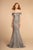 Elizabeth K - GL2562 Glitter Crepe Off-Shoulder Mermaid Dress In Silver