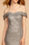 Elizabeth K - GL2562 Glitter Crepe Off-Shoulder Mermaid Dress In Silver