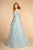 Elizabeth K - GL2564 Floral Embroidered Illusion A-Line Gown In Blue
