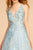 Elizabeth K - GL2564 Floral Embroidered Illusion A-Line Gown In Blue