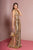 Elizabeth K - GL2572 Sequined Halter Cutout Bodice Gown In Gold