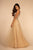 Elizabeth K - GL2618 Beaded Glittery A-Line Dress In Neutral