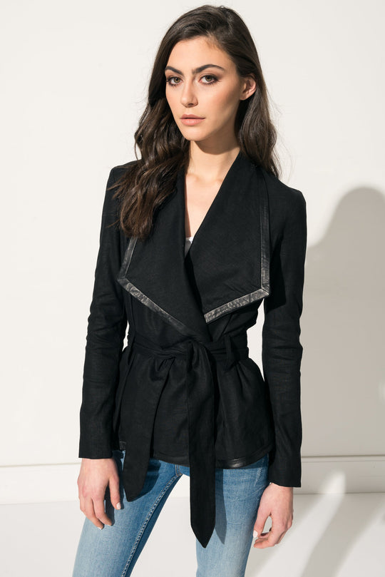 FILIA Black Lightweight Linen Jacket | FILIA Léger jacket noir en lin
