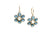 London Blue Topaz and Rainbow Moonstone Flower Earrings in 18k Yellow Gold