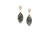 18Kt Gold Earring With Pave Diamond and Black Rutile Marquise Drops