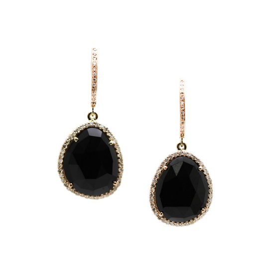 Tresor Collection - Black Spinel U/S & Diamond Earring in 18k Yellow Gold