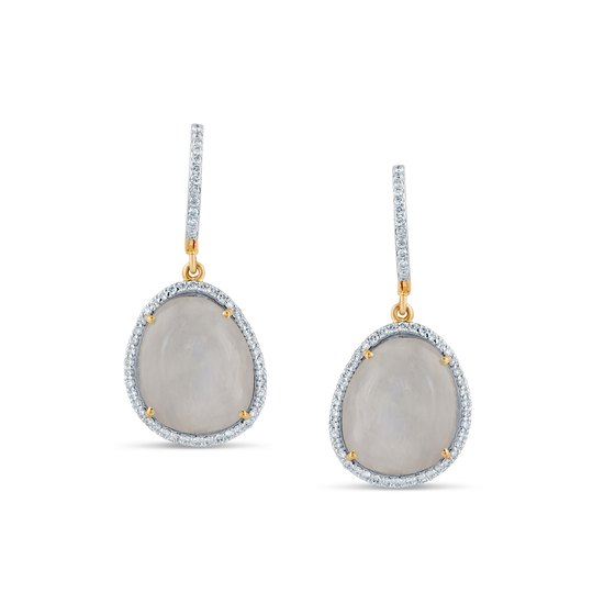Tresor Collection - Rainbow Moonstone & Diamond Earring in 18k Yellow Gold