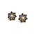 Blue Sapphire, White Sapphire and Pearl Flower Stud Earrings in 18k Yellow Gold