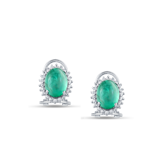18k White Gold Earring With Emerald & White Sapphire