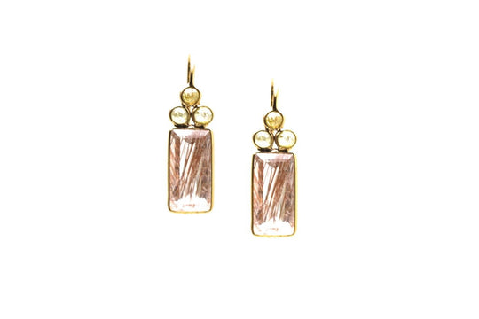 18k YG Earring With Champagne Diamond & Copper Rutile