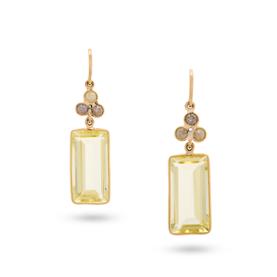 Tresor Collection - Gemstone and Raw Diamond Earring in 18K Gold