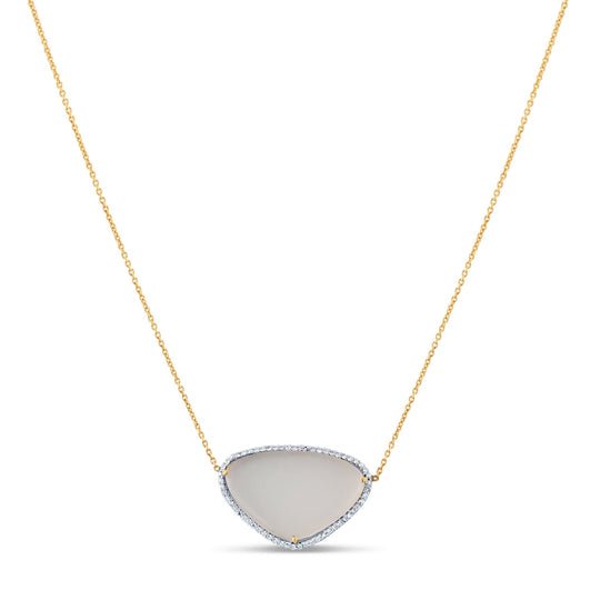 Moonstone & Diamond Necklace In 18K Yellow Gold