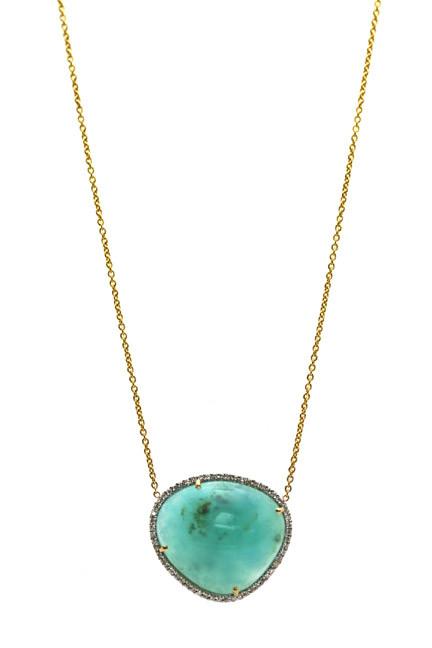 Peruvian Opal Unshape & Diamond Necklace in 18K YG