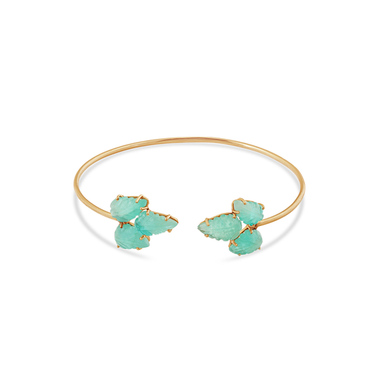 Emerald Leaf Bangle In 18K Yellow Gold