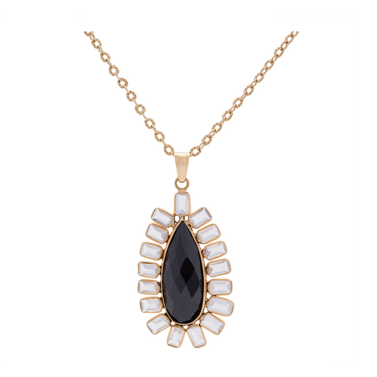 Tresor Collection - Black Spinal & Rainbow Moonstone Pendant in 18k YG w/ 20