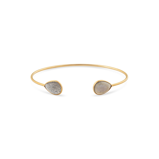 Labradorite P/S Bangle In 18K Yellow Gold