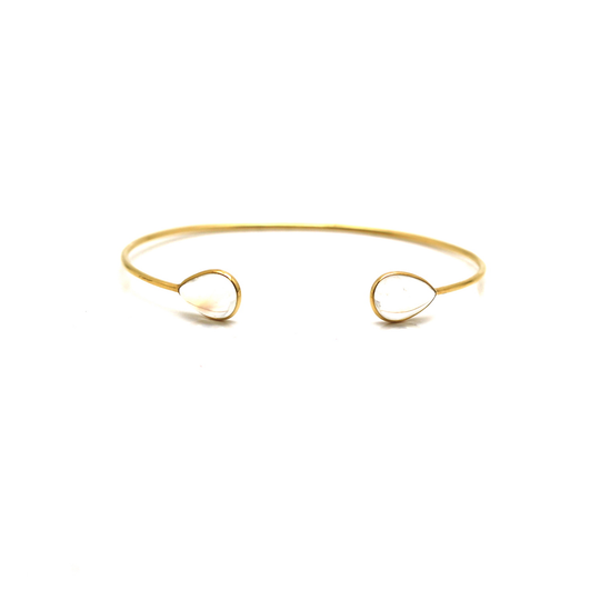 Rainbow Moonstone P/S Bangle In 18K Yellow Gold