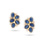 Tresor Collection - Blue Sapphire & Rainbow Moonstone Stud Earrings in 18k Yellow Gold