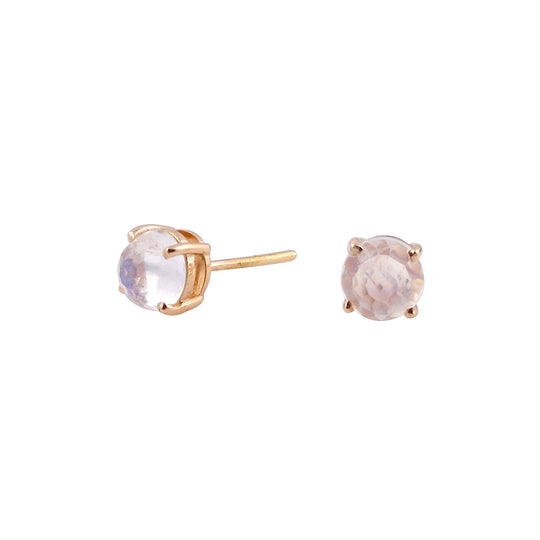 Tresor Collection - Blue Topaz Round Stud Earrings in 18K Yellow Gold