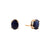 Tresor Collection - Emerald Oval Stud Earrings in 18K Yellow Gold Blue Sapphire