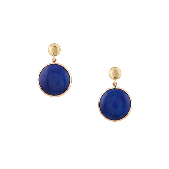 Tresor Collection - Lapis Round Earring in 18K Yellow Gold