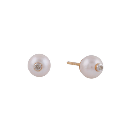 Tresor Collection - Pearl Ball & Diamond Earring in 18k Yellow Gold