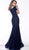 Jovani - 63199 Embellished Bateau Trumpet Dress In Blue