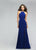 Bejeweled High Halter Evening Gown with Side Cut-outs 7543