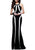 Contrast Halter Evening Gown with Body-Trimming Stripes 7573