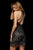 Sherri Hill - 52199 Beaded Halter Fitted Fringe Short Dress In Black and Gray