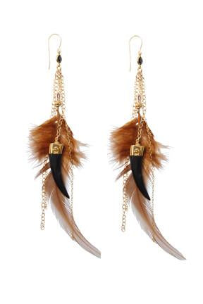 Feather & Tusk Jet Crystal Earrings