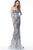 Jovani - 67452 Strapless See-Through Long Sheath Dress In Blue and Black