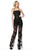 Jovani - 59225 Floral Appliqued Sheer Jumpsuit In Black