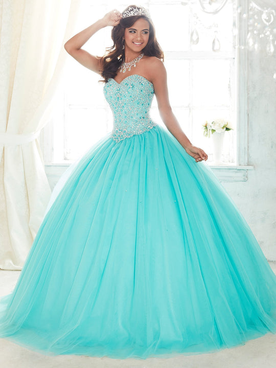 Fiesta Gowns - 56300 Strapless Pearl Beaded Tulle Ballgown