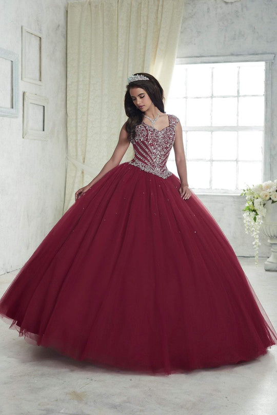 Fiesta Gowns - 56312 Beaded Cap Sleeve Sweetheart Tulle Ballgown