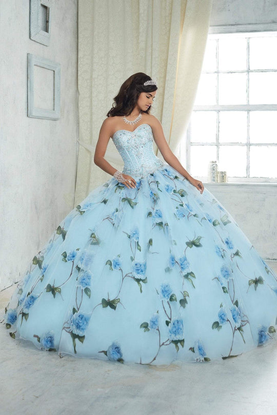 Fiesta Gowns - 56320 Beaded Sweetheart Floral Printed Ballgown