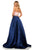 Sherri Hill - 52776 Two Piece Strapless Beaded Belt A Line Satin Dress In Pink and Blue