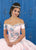 LA Glitter - 24049 Lace Off-Shoulder Tulle Ballgown In Pink