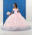 LA Glitter - 24049 Lace Off-Shoulder Tulle Ballgown In Pink