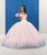 LA Glitter - 24049 Lace Off-Shoulder Tulle Ballgown In Pink