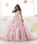 Quinceanera Collection - 26884 Bead Embellished Floral Appliqued Gown in Pink