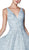 Cinderella Divine - CK834 Floral Embroidered A-Line Long Gown In Blue