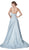 Cinderella Divine - CK834 Floral Embroidered A-Line Long Gown In Blue
