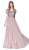 Cinderella Divine - CD0135 Lace V-neck Chiffon A-line Dress In Pink