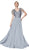 Cinderella Divine - CD0135 Lace V-neck Chiffon A-line Dress In Silver