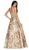 Cinderella Divine - ML923 Sequined Deep V-neck A-line Dress In Gold and Gold