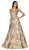 Cinderella Divine - ML923 Sequined Deep V-neck A-line Dress In Gold and Gold