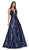 Cinderella Divine - ML923 Sequined Deep V-neck A-line Dress In Blue