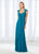 Cameron Blake - 118673 Queen Anne Twist Front Draped Evening Gown In Green